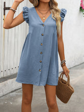 Carregar imagem no visualizador da galeria, Button Up V-Neck Cap Sleeve Mini Dress
