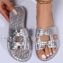 Carregar imagem no visualizador da galeria, Crocodile Pattern Open-Toe PU Leather Sandals
