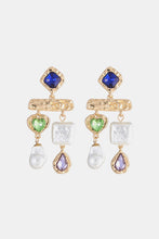 Load image into Gallery viewer, Glass Stone Synthetic Pearl Dangle Earrings
