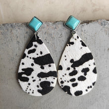 Load image into Gallery viewer, Artificial Turquoise Teardrop Earrings

