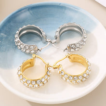 Carregar imagem no visualizador da galeria, Titanium Steel Rhinestone Hoop Earrings
