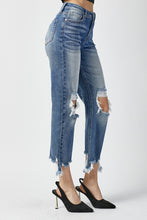 Carregar imagem no visualizador da galeria, RISEN High Waist Distressed Frayed Hem Cropped Straight Jeans
