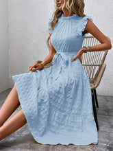 Load image into Gallery viewer, Tied Ruffled Cap Sleeve Midi Dress
