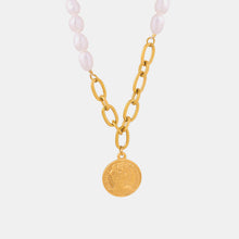 Carregar imagem no visualizador da galeria, Coin pendant Pearl Titanium Steel Necklace
