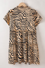 Carregar imagem no visualizador da galeria, Ruffled Animal Print Tie Neck Mini Dress
