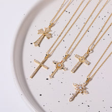 Carregar imagem no visualizador da galeria, Stainless Steel Inlaid Zircon Cross Necklace
