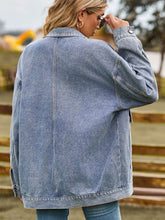 Carregar imagem no visualizador da galeria, Dropped Shoulder Denim Jacket with Pockets
