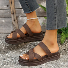 Carregar imagem no visualizador da galeria, Crisscross PU Leather Flat Sandals
