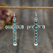 Carregar imagem no visualizador da galeria, Artificial Turquoise Cross Shape Earrings
