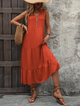 Carregar imagem no visualizador da galeria, Decorative Button Notched Sleeveless Dress
