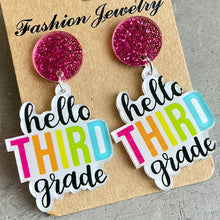 Load image into Gallery viewer, HELLO SECOND GRADE Acrylic Dangle Earrings
