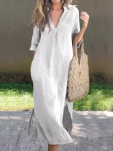 Carregar imagem no visualizador da galeria, Full Size Notched Half Sleeve Midi Dress
