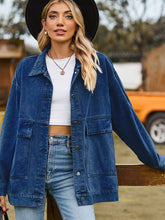 Carregar imagem no visualizador da galeria, Dropped Shoulder Denim Jacket with Pockets
