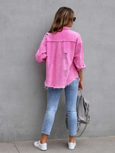 Carregar imagem no visualizador da galeria, Distressed Drop Shoulder Denim Jacket
