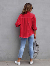 Carregar imagem no visualizador da galeria, Distressed Drop Shoulder Denim Jacket
