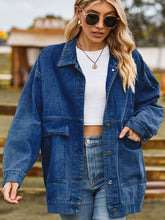 Carregar imagem no visualizador da galeria, Dropped Shoulder Denim Jacket with Pockets
