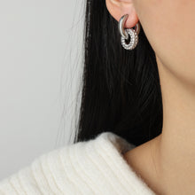 Load image into Gallery viewer, Titanium Steel Inlaid Zircon Double-Hoop Earrings
