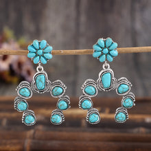 Carregar imagem no visualizador da galeria, Artificial Turquoise Alloy Dangle Earrings
