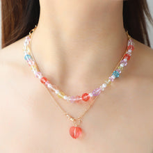 Load image into Gallery viewer, Beaded Double-Layered Heart Pendant Necklace
