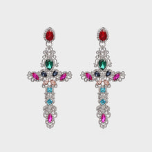 Load image into Gallery viewer, Rhinestone Alloy Cross Earrings
