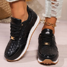 Load image into Gallery viewer, Lace-Up PU Leather Sneakers
