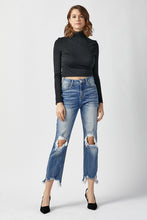 Carregar imagem no visualizador da galeria, RISEN High Waist Distressed Frayed Hem Cropped Straight Jeans
