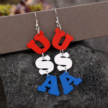 Carregar imagem no visualizador da galeria, USA Wooden Letter Dangle Earrings
