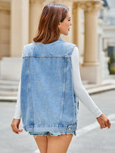 Carregar imagem no visualizador da galeria, Pocketed Button Up Sleeveless Denim Jacket
