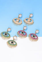 Carregar imagem no visualizador da galeria, Evil Eye Shape Rhinestone Zinc Alloy Synthetic Dangle Earrings
