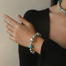 Carregar imagem no visualizador da galeria, Artificial Turquoise Alloy Beaded Bracelet
