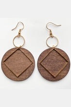 Carregar imagem no visualizador da galeria, Geometrical Shape Wooden Dangle Earrings
