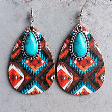 Carregar imagem no visualizador da galeria, Artificial Turquoise Geometric Teardrop Earrings
