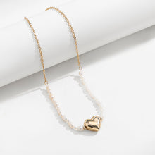 Load image into Gallery viewer, Gold-plated Pearl Chain Heart Pendant Necklace
