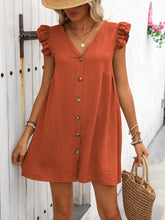 Carregar imagem no visualizador da galeria, Button Up V-Neck Cap Sleeve Mini Dress
