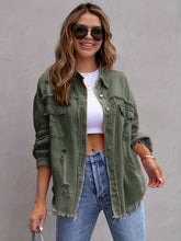 Carregar imagem no visualizador da galeria, Distressed Drop Shoulder Denim Jacket
