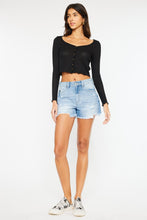 Carregar imagem no visualizador da galeria, Kancan High Waist Frayed Denim Shorts
