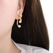 Load image into Gallery viewer, Synthetic Pearl Asymmetrical Titanium Steel Earrings
