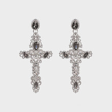 Load image into Gallery viewer, Rhinestone Alloy Cross Earrings
