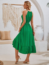 Load image into Gallery viewer, Ruffled Round Neck Sleeveless Dress
