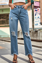 Load image into Gallery viewer, Distressed Buttoned Loose Fit Jeans
