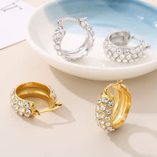 Carregar imagem no visualizador da galeria, Titanium Steel Rhinestone Hoop Earrings
