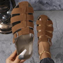 Carregar imagem no visualizador da galeria, Suede Round Toe Woven Sandals
