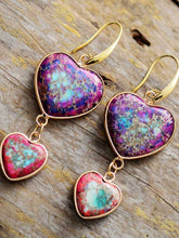 Carregar imagem no visualizador da galeria, Heart Shape Imperial Jasper Dangle Earrings
