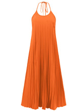 Load image into Gallery viewer, Pleated Halter Neck Sleeveless Dress
