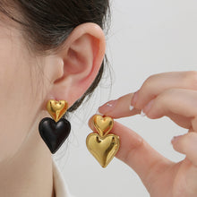 Carregar imagem no visualizador da galeria, Stainless Steel Double Heart Earrings
