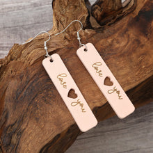 Load image into Gallery viewer, Heart Cutout Wooden Dangle Earrings
