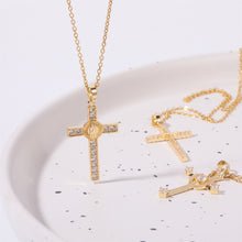 Carregar imagem no visualizador da galeria, Stainless Steel Inlaid Zircon Cross Necklace
