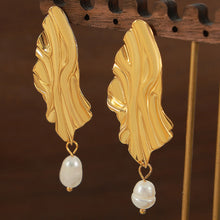 Load image into Gallery viewer, Freshwater Pearl Titanium Steel Earrings
