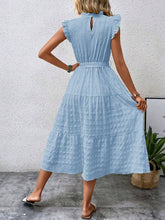 Load image into Gallery viewer, Tied Ruffled Cap Sleeve Midi Dress
