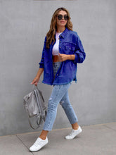 Carregar imagem no visualizador da galeria, Distressed Drop Shoulder Denim Jacket
